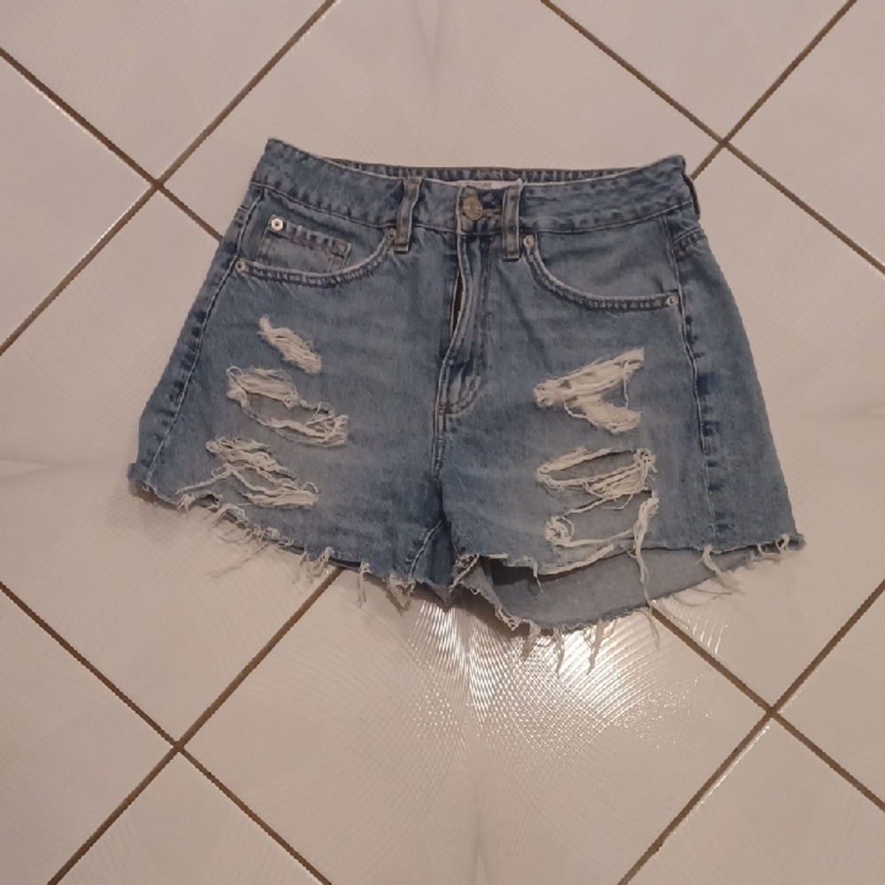4/$80 Distressed Blue Denim "Mom" Shorts - Size 27 (5)